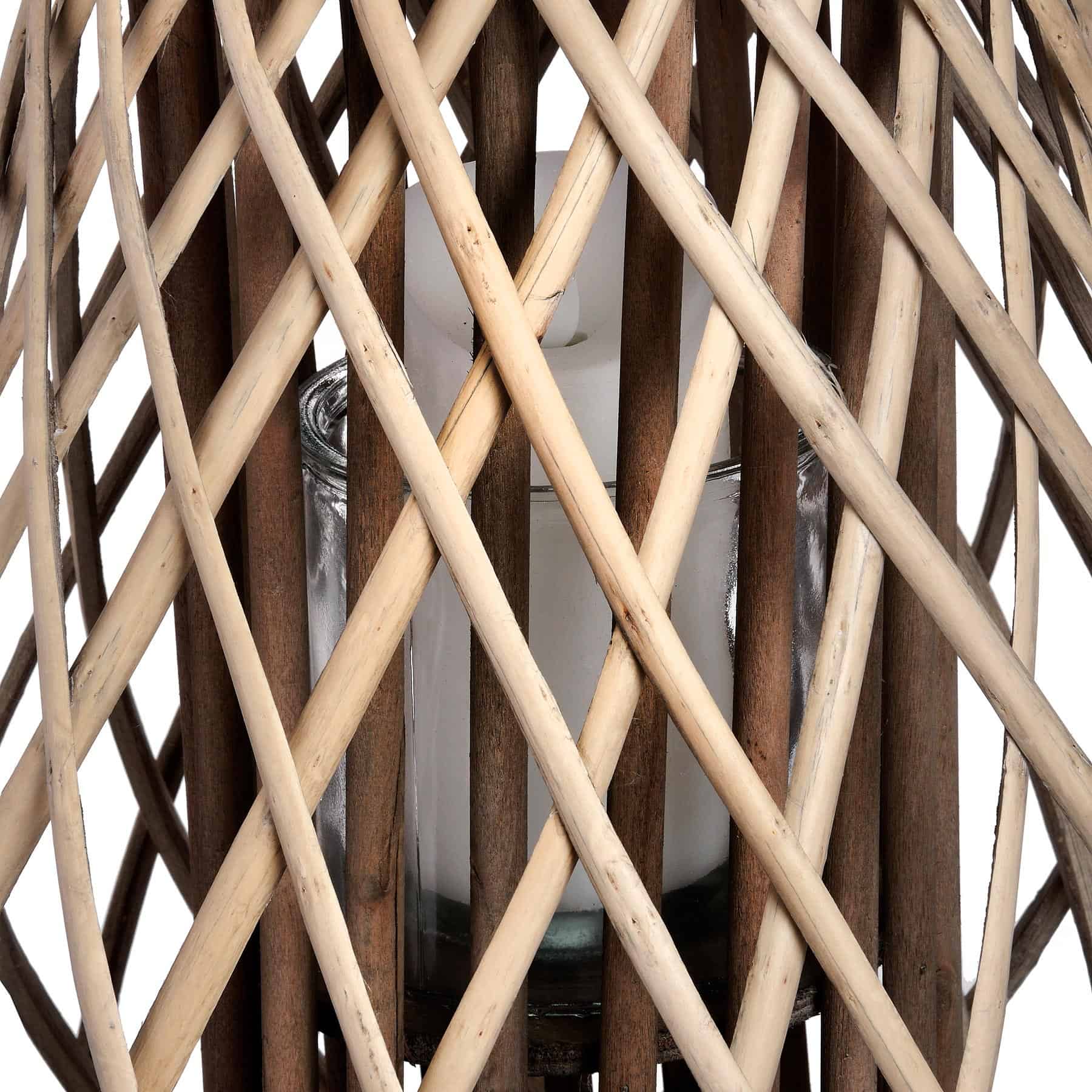 Large Wicker Bulbous Lantern – Colour: Brown