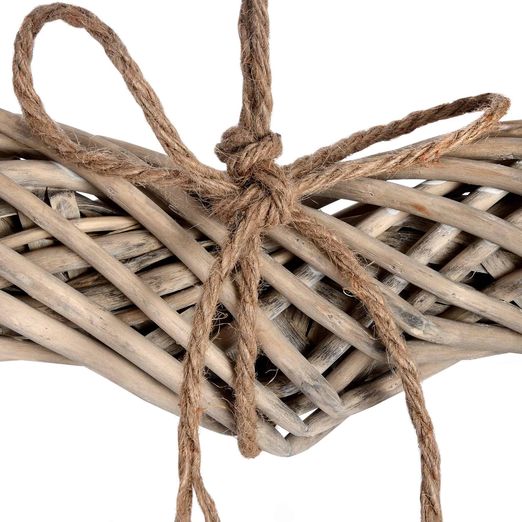 Brown Large Wicker Hanging Heart with Rope Detail – Accessories