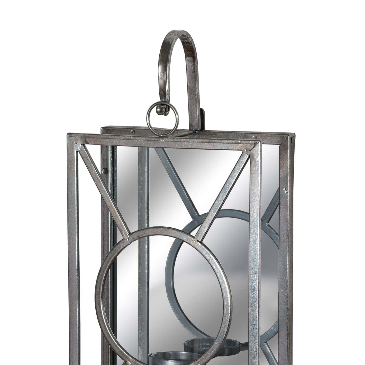 Antique Silver Rectangle Mirrored Tealight Holder – Material: Glass