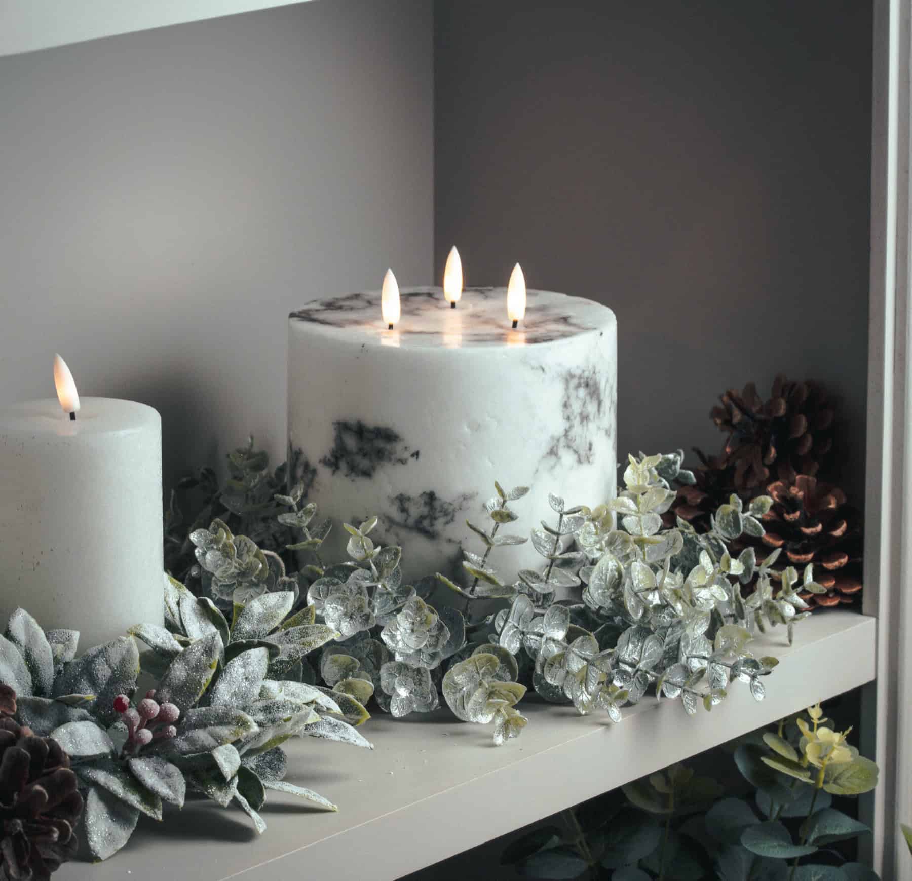 Luxe Collection Natural Glow 6x6 Marble Effect LED Candle – Accessories