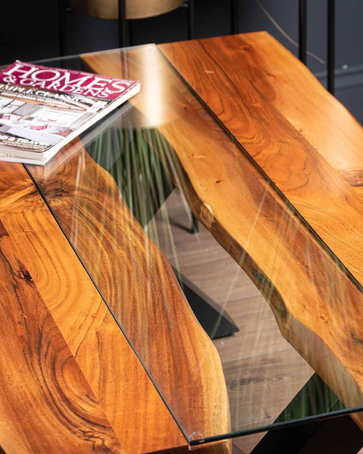 Live Edge Collection River Coffee Table – Material: Glass