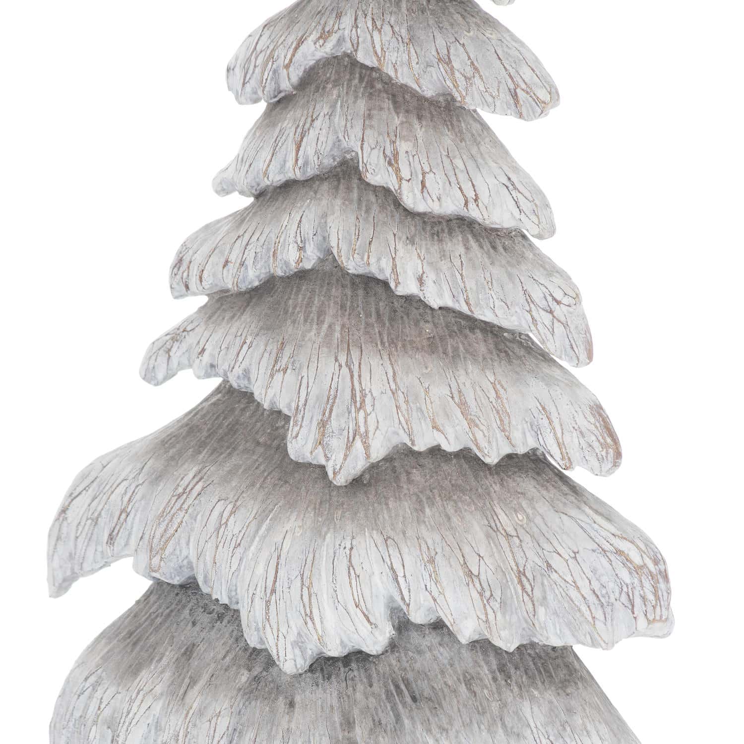 Carved Wood Effect Grey Small Snowy Tree – Material: Resin