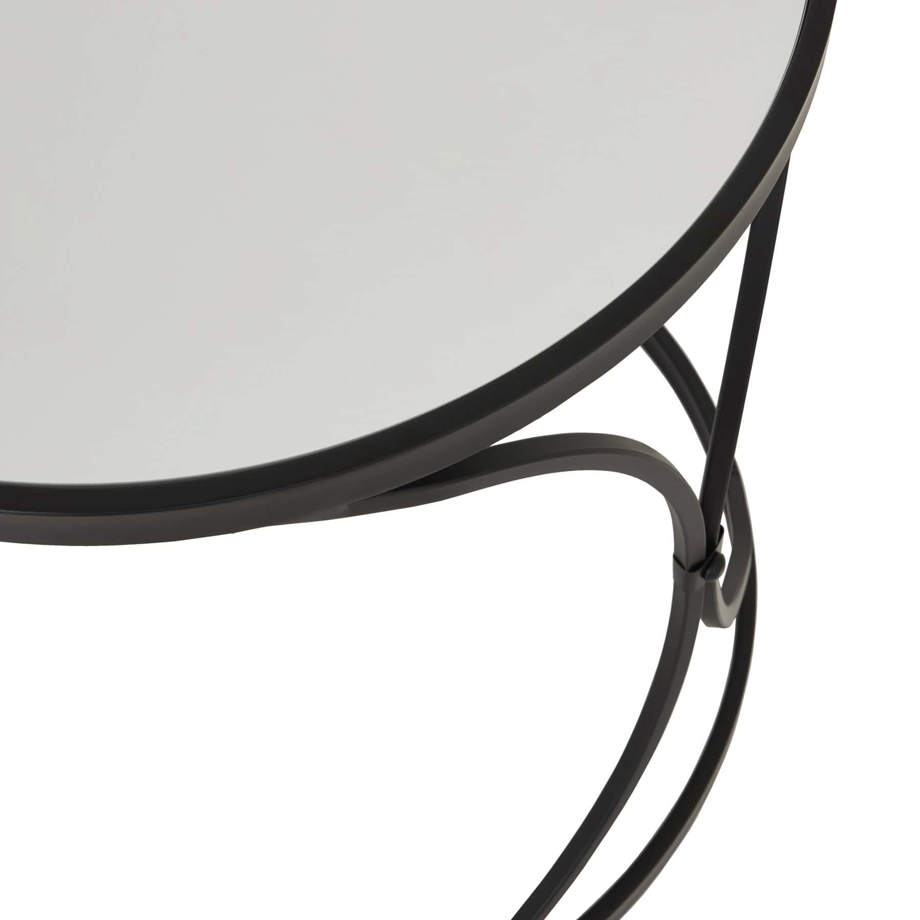 Concaved Set Of Two Black Mirrored Side Tables – Material: Glass