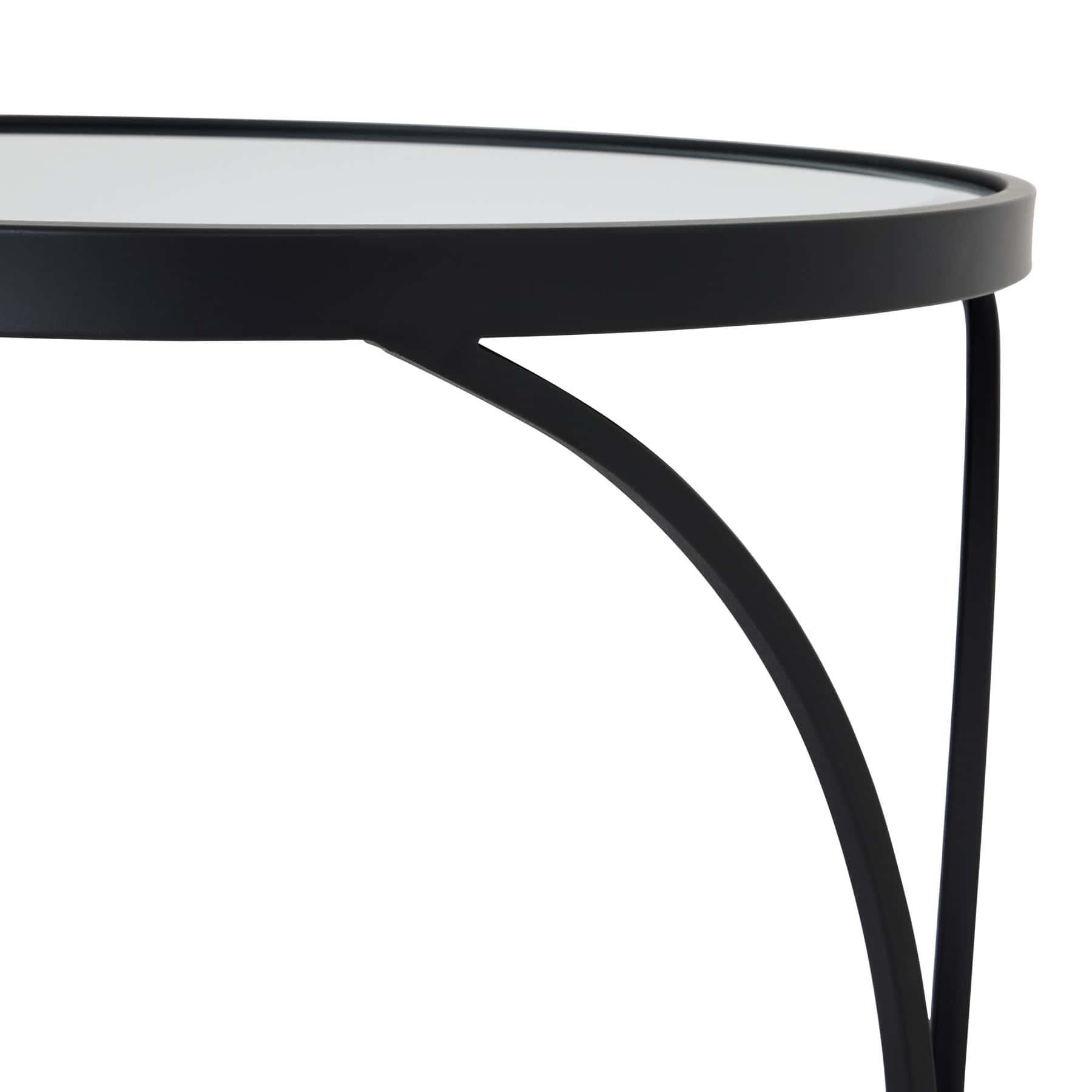 Concaved Set Of Two Black Mirrored Side Tables – Additional view