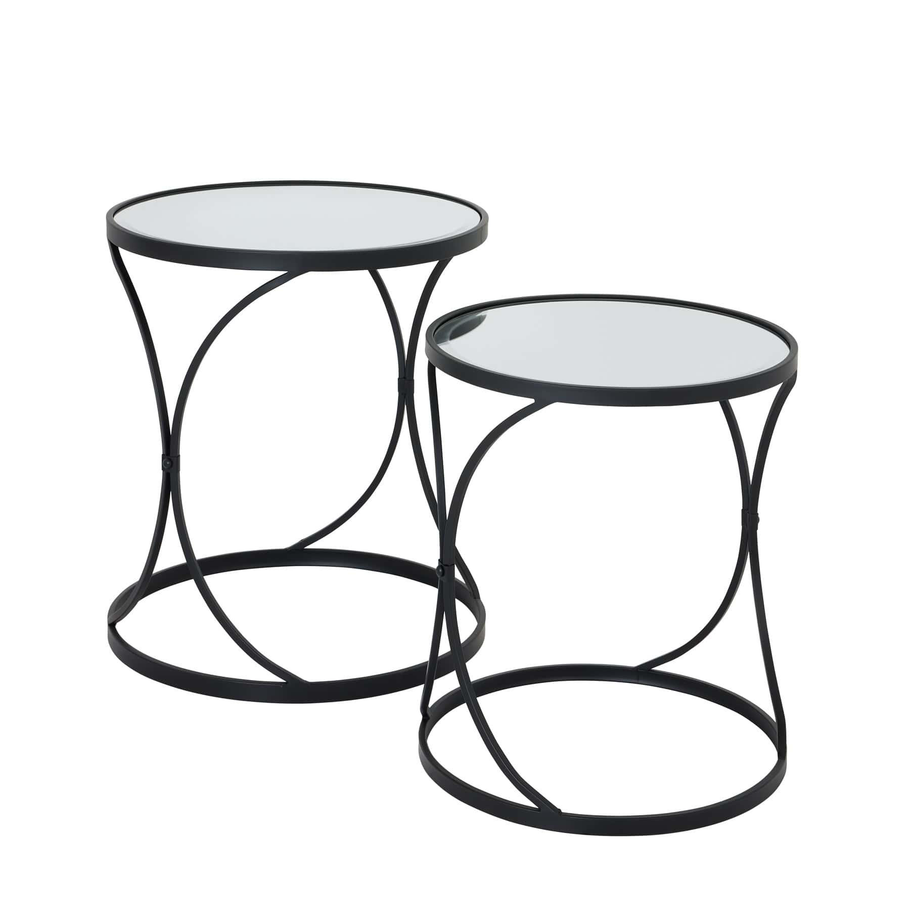 Concaved Set Of Two Black Mirrored Side Tables – Additional view 3