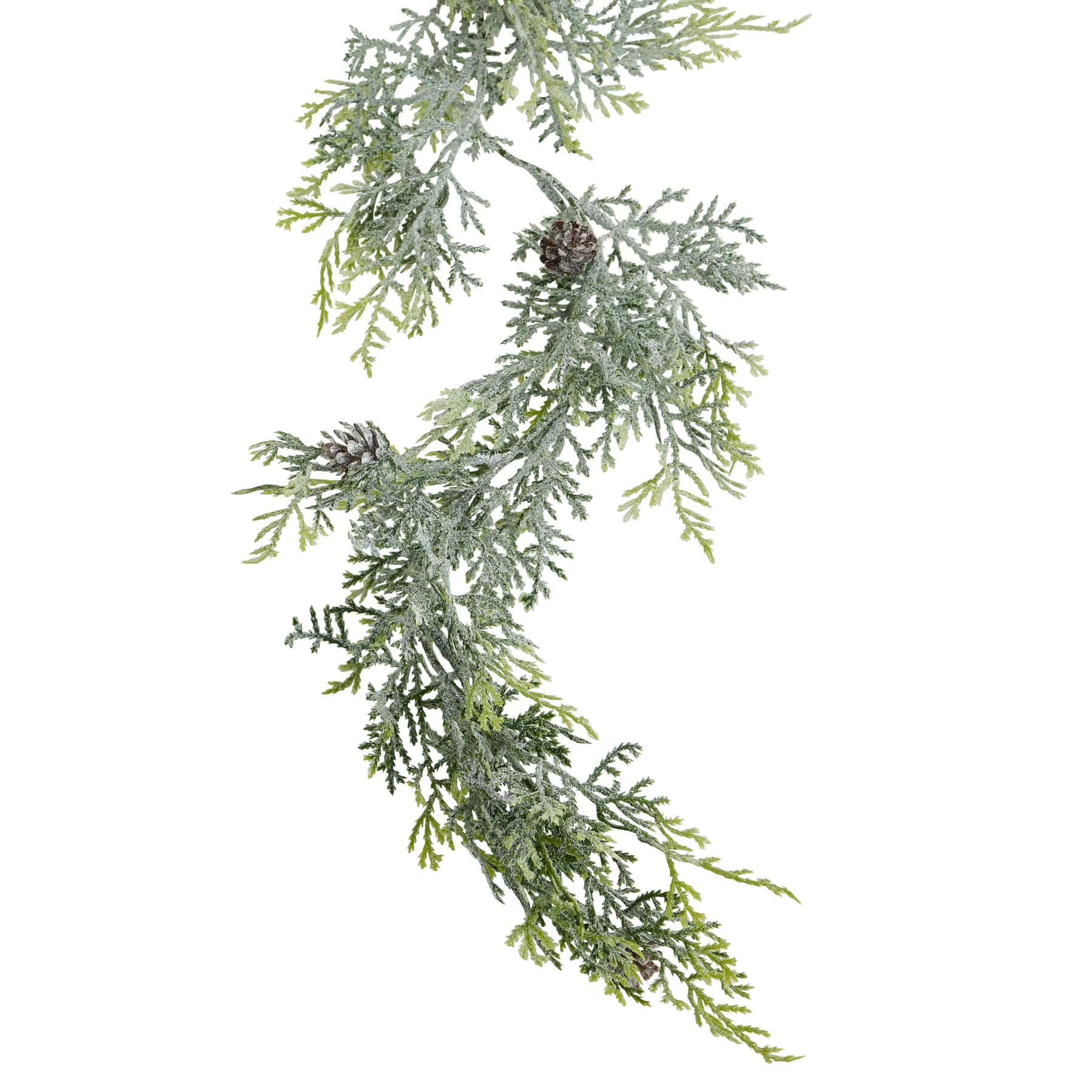 Frosted Pine Garland With Pinecones – Colour: White