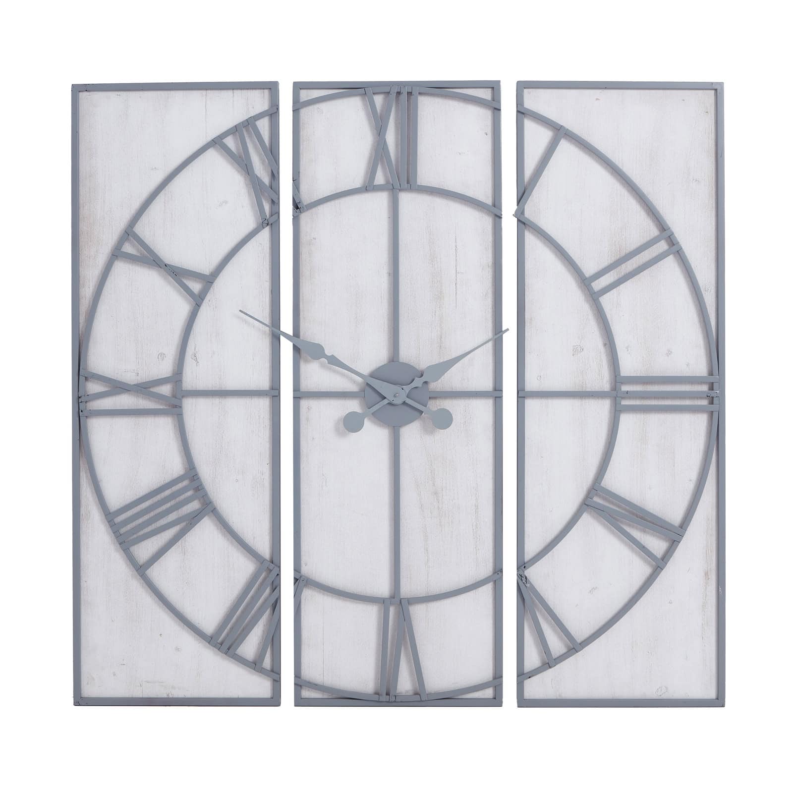 Roza Panelled Wall Clock – Colour: Silver