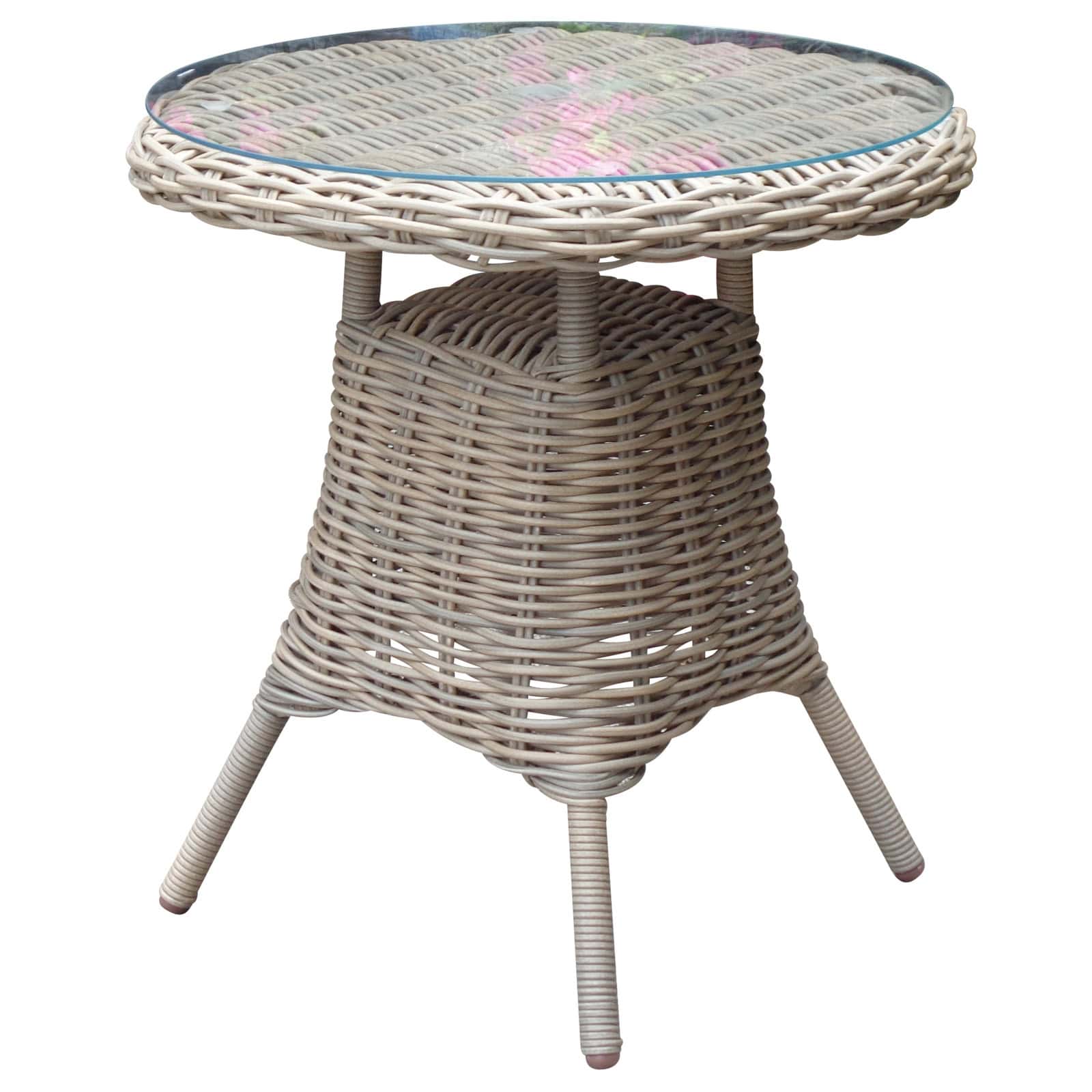 Amalfi Collection Outdoor Bistro Table With Glass Top – Colour: Beige