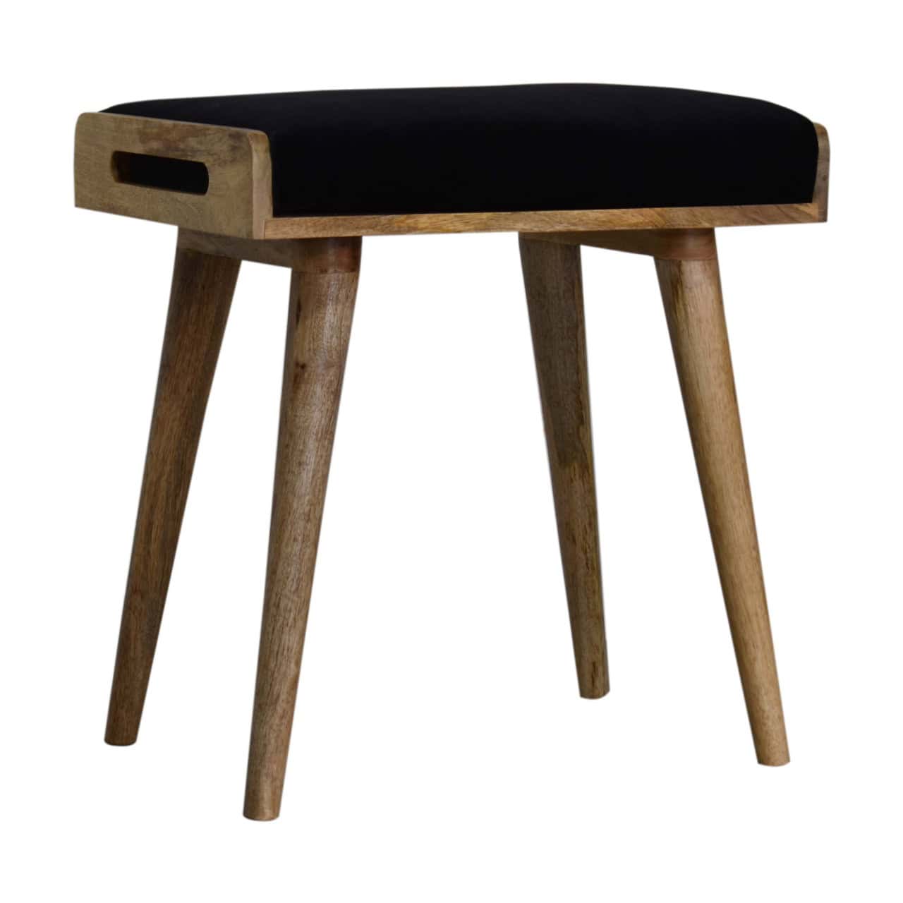 Black Velvet Tray Style Footstool - Image 2