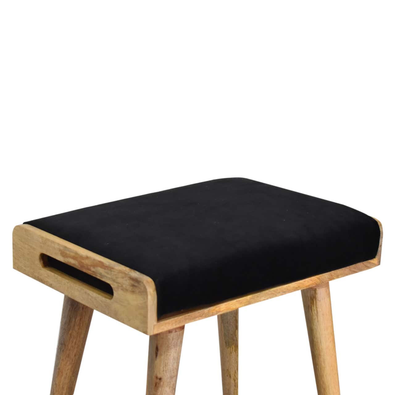 Black Velvet Tray Style Footstool - Image 5