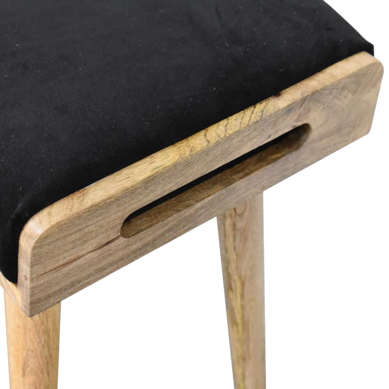 Black Velvet Tray Style Footstool - Image 6