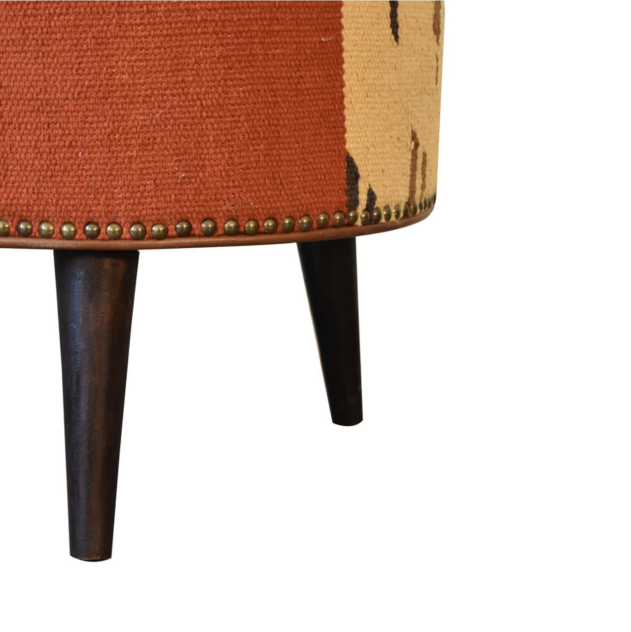 Durrie & Leather Mixed Footstool – Additional view 5