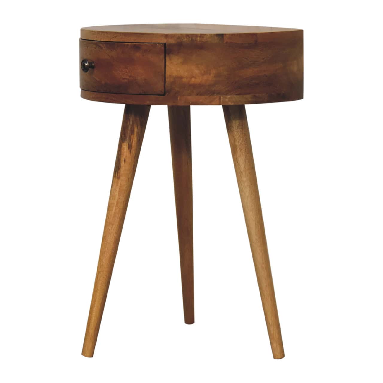 Mini Oak-ish Circular Shape Bedside - Image 2
