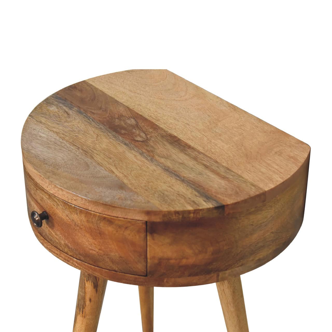 Mini Oak-ish Circular Shape Bedside - Image 4