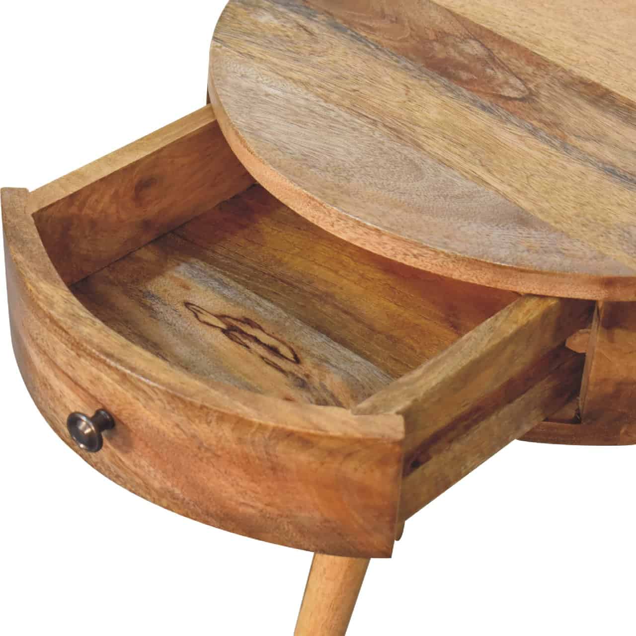 Mini Oak-ish Circular Shape Bedside - Image 5