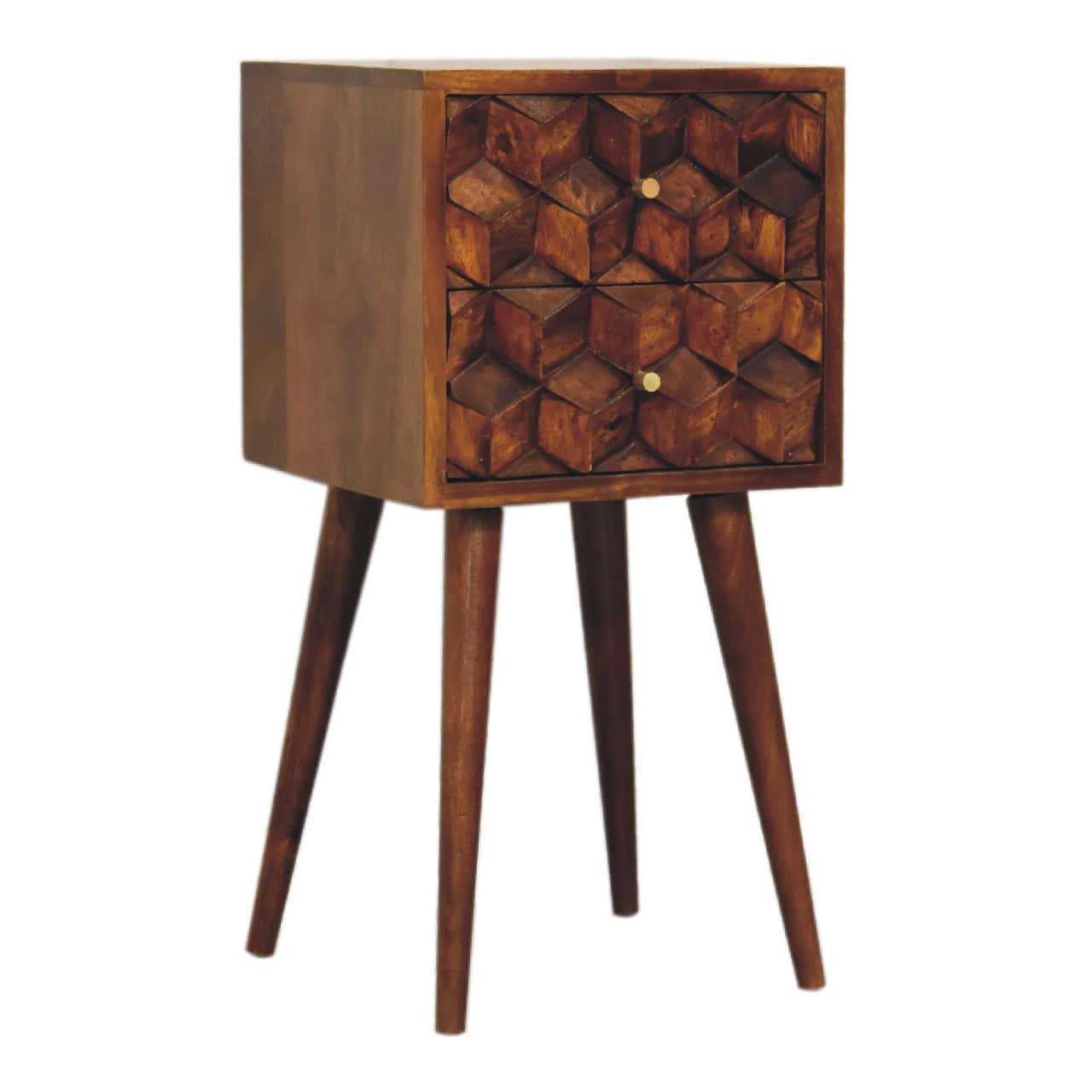 Mini Chestnut Cube 2 Drawer Bedside – Bedside Tables