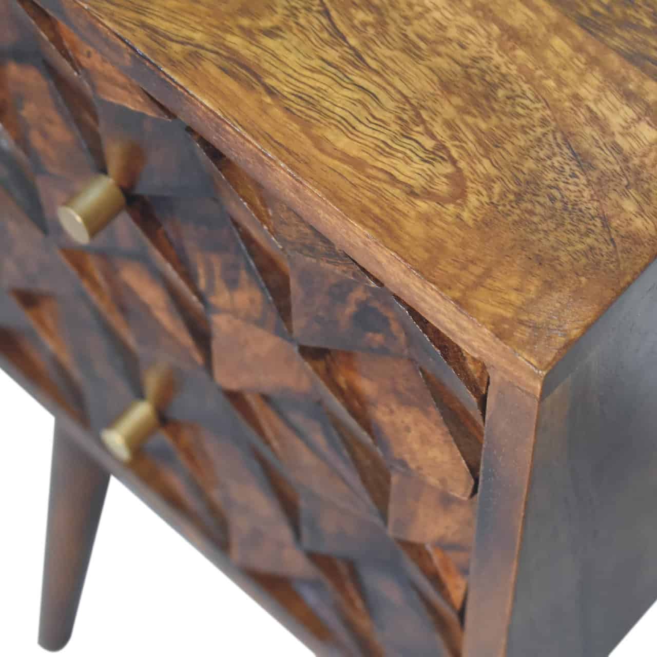 Mini Chestnut Cube 2 Drawer Bedside – Additional view