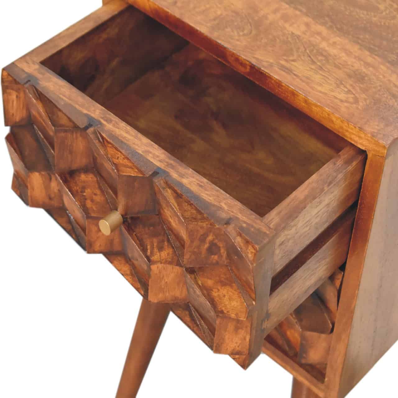Mini Chestnut Cube 2 Drawer Bedside – Additional view 2
