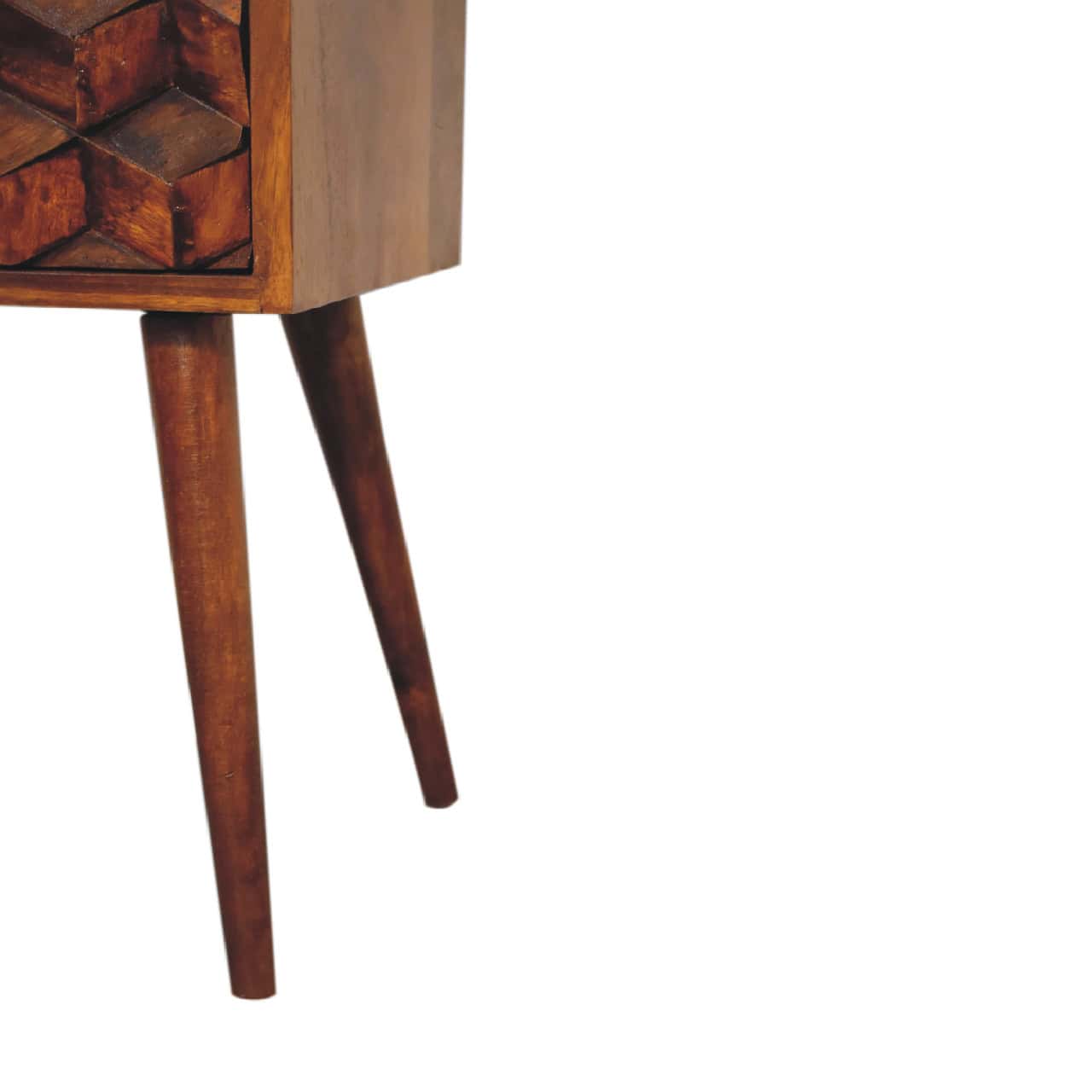 Mini Chestnut Cube 2 Drawer Bedside – Additional view 3