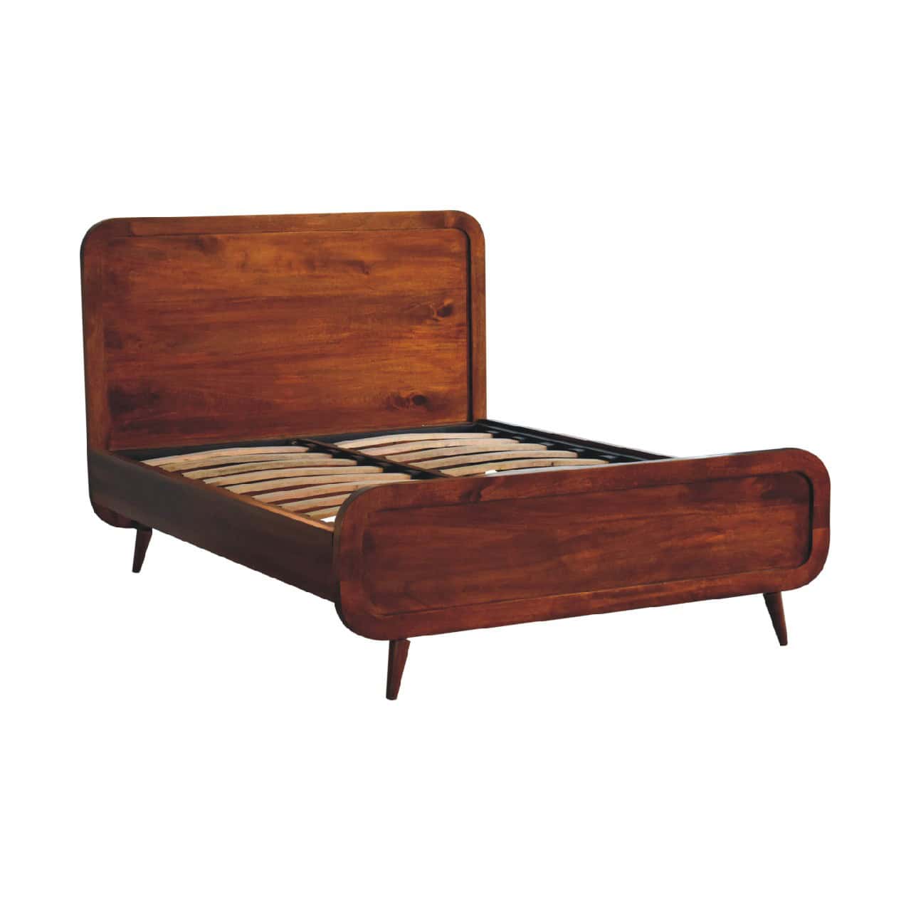 Curved Chestnut Double Bed – Material: Wood
