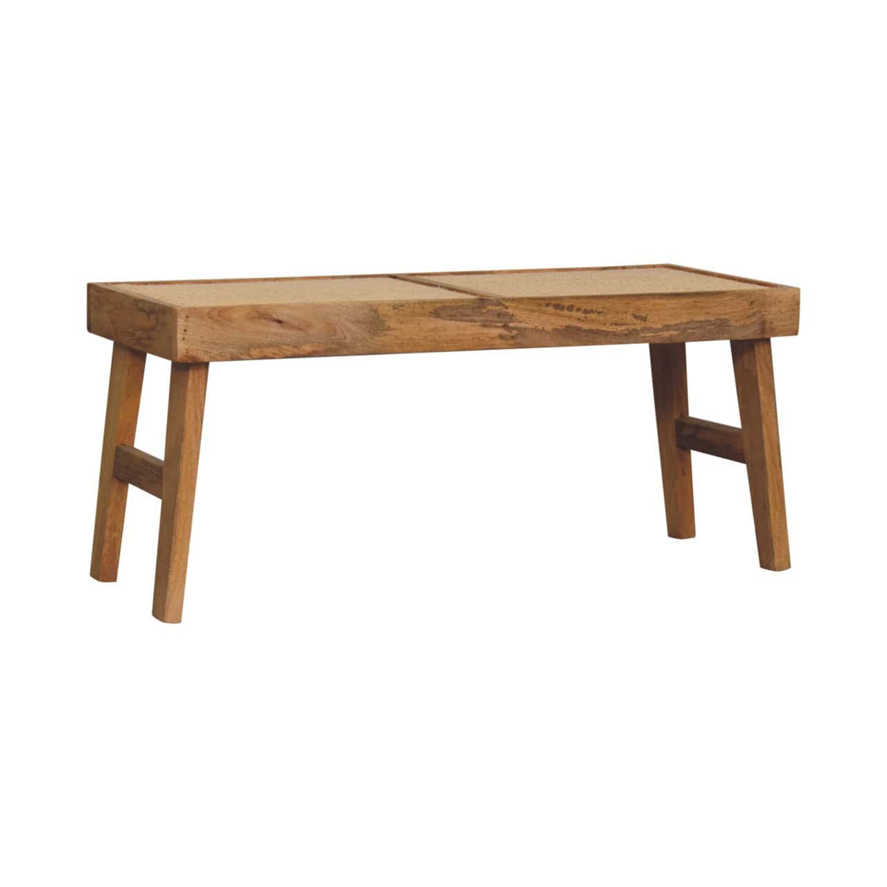 Open Rattan Bench – Material: Wood