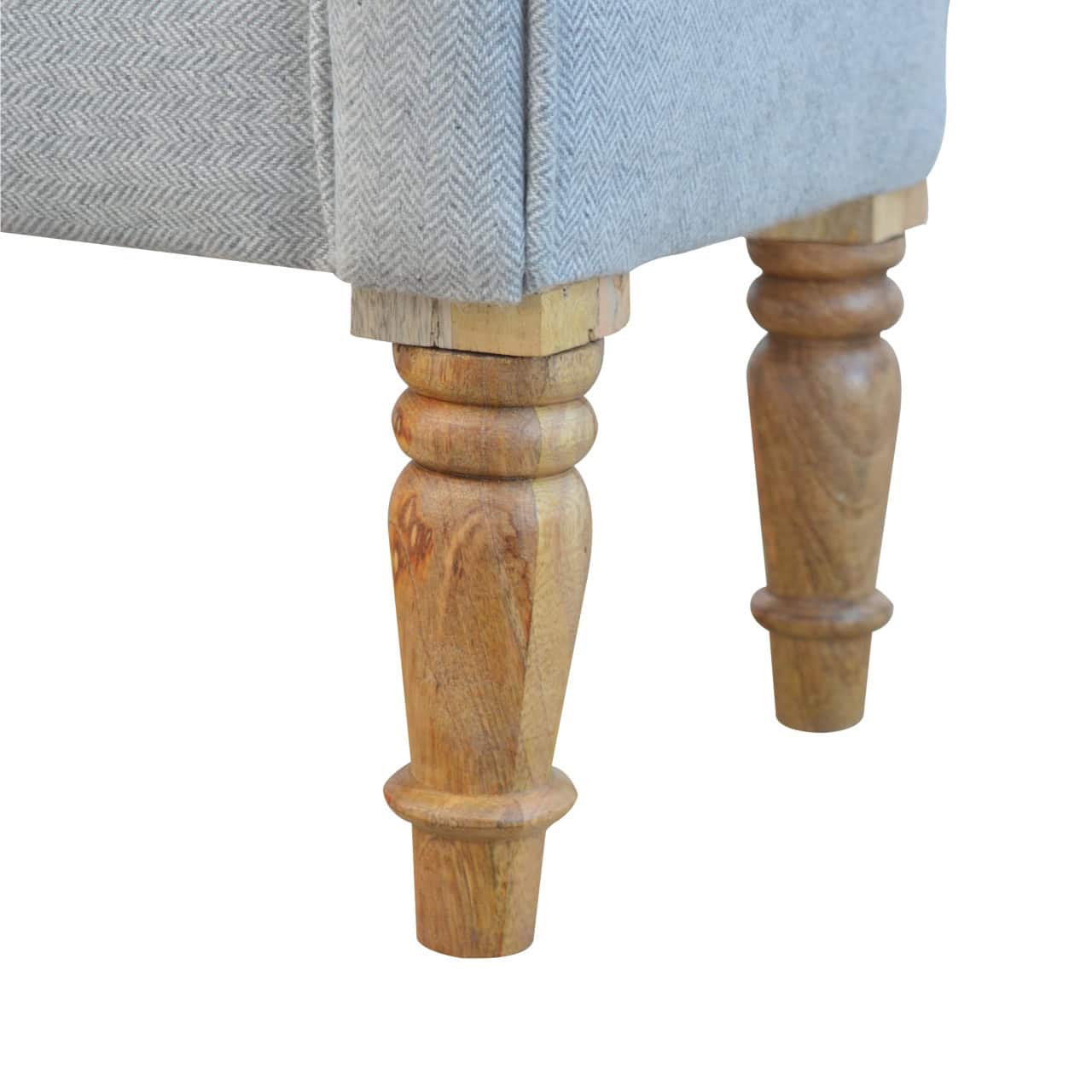 Grey Tweed Bench with Turned Feet – Additional view
