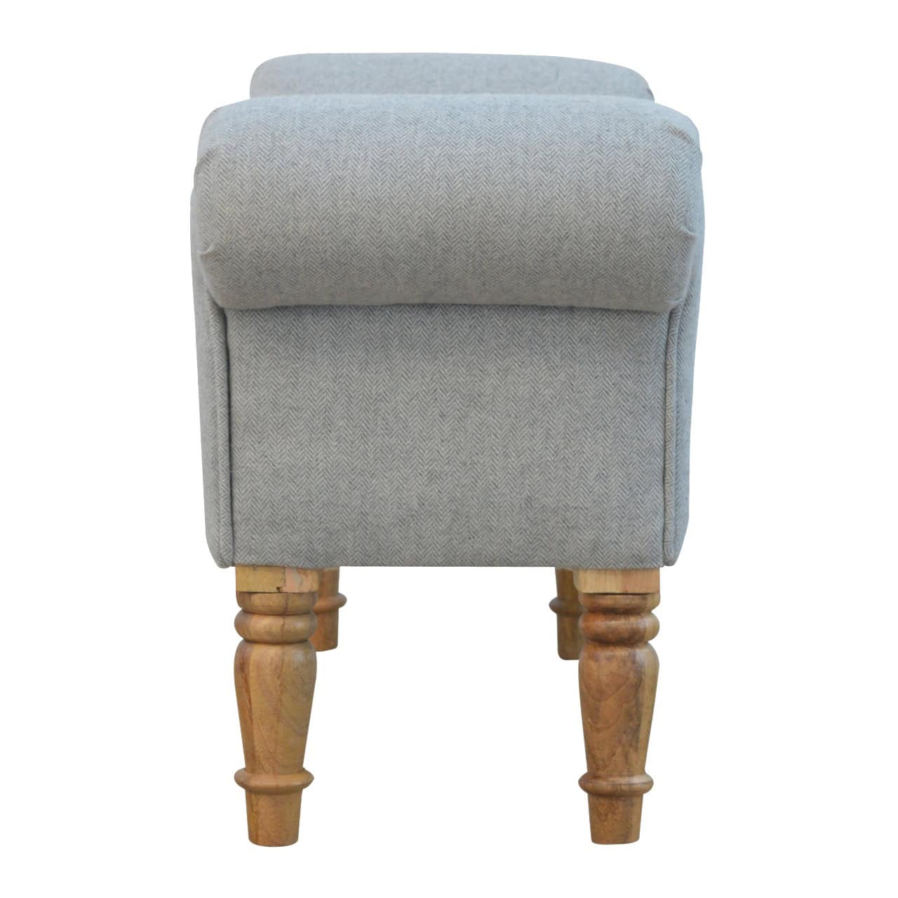 Grey Tweed Bench with Turned Feet – Benches
