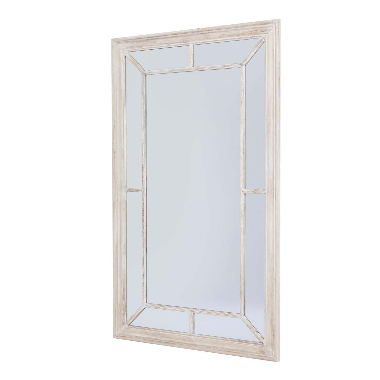 Washed Wood Framed Window Mirror – Colour: Brown