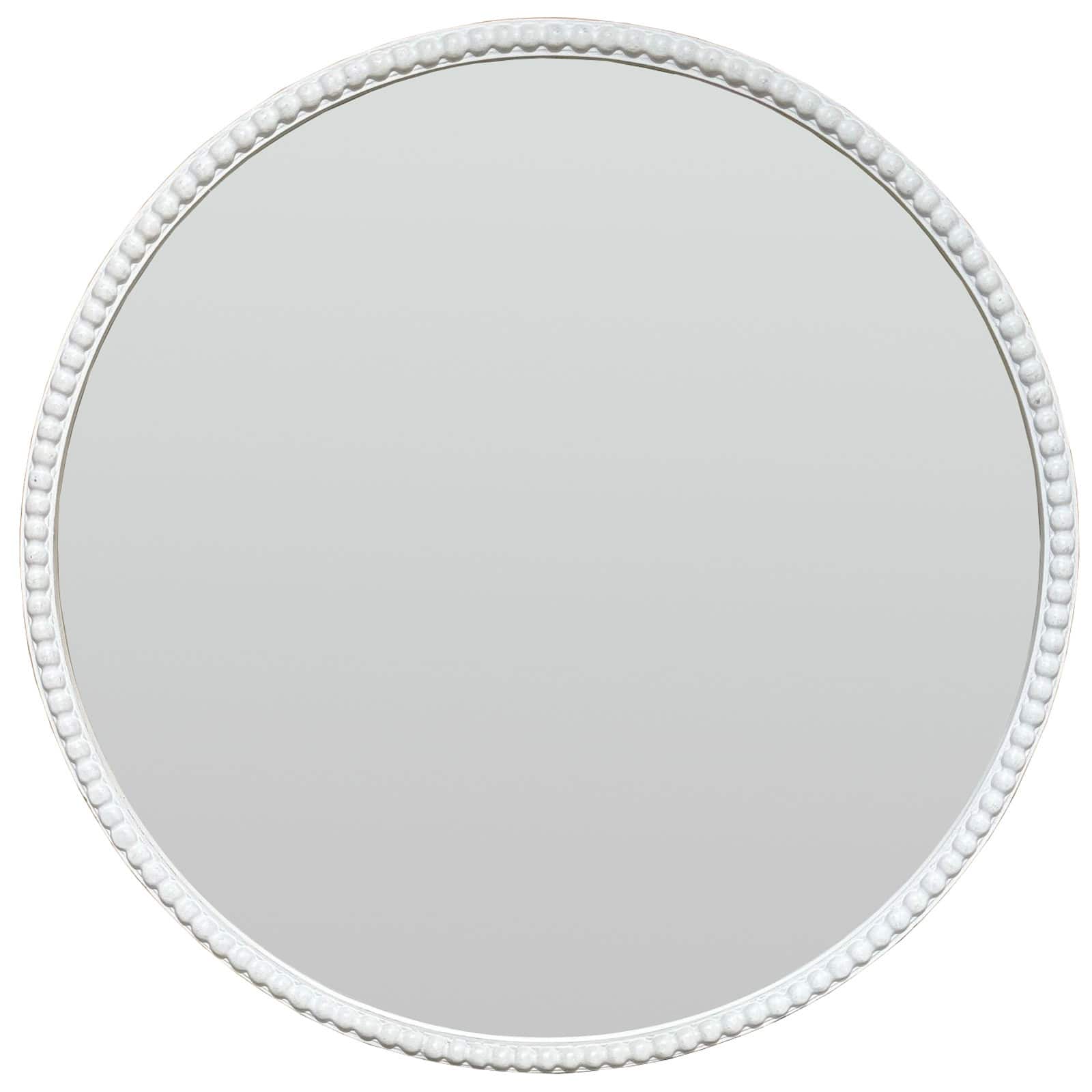 Washed Wood Framed Beaded Mirror
