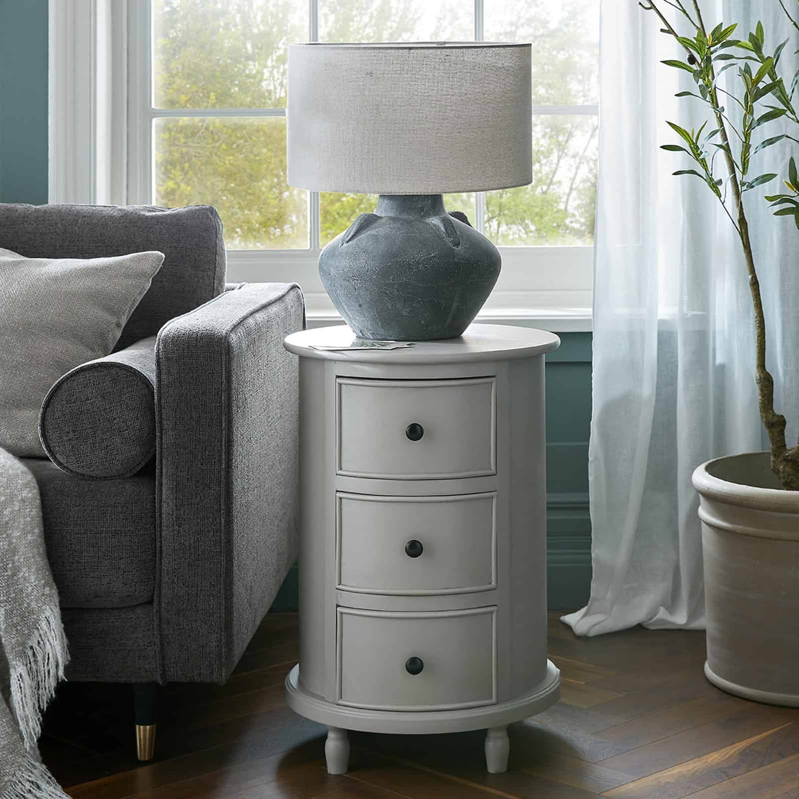 The Camden Collection 3 Drawer Round Side Table