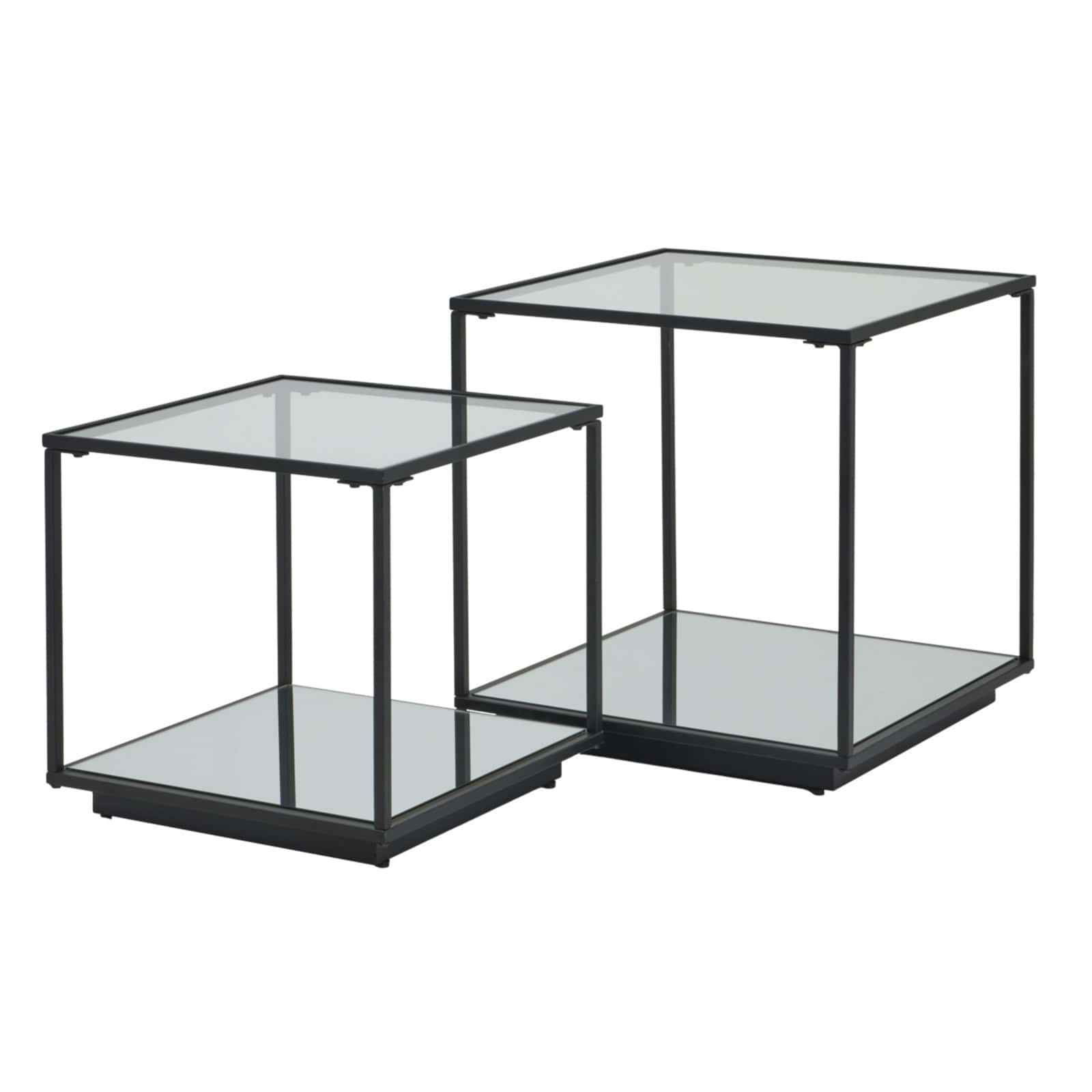 Lennox Black Framed Set Of 2 Side Tables – Material: Glass