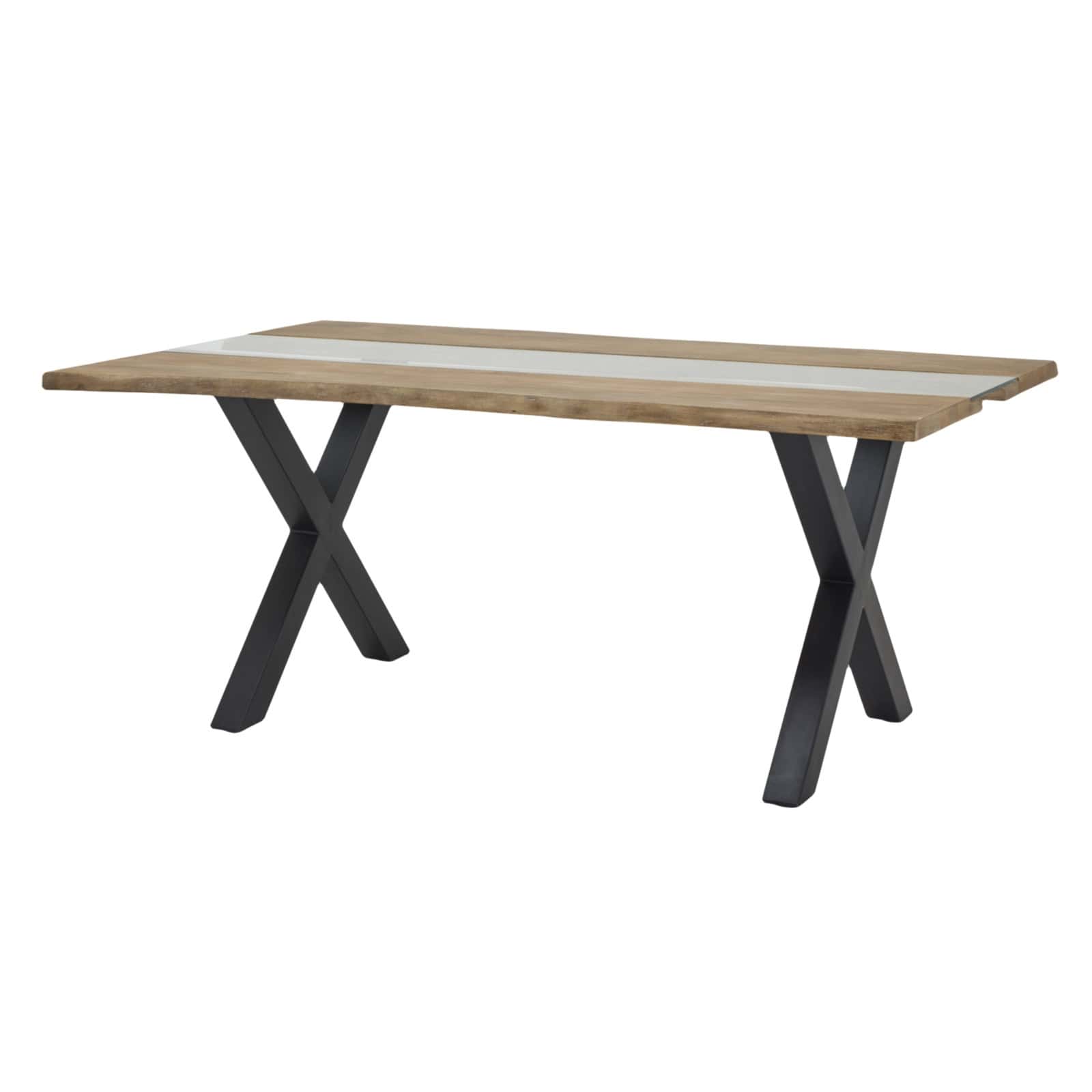 Live Edge Collection Light Acacia River Dining Table – Colour: Black