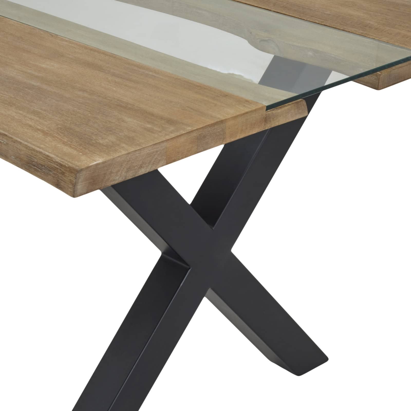 Live Edge Collection Light Acacia River Dining Table – Material: Metal