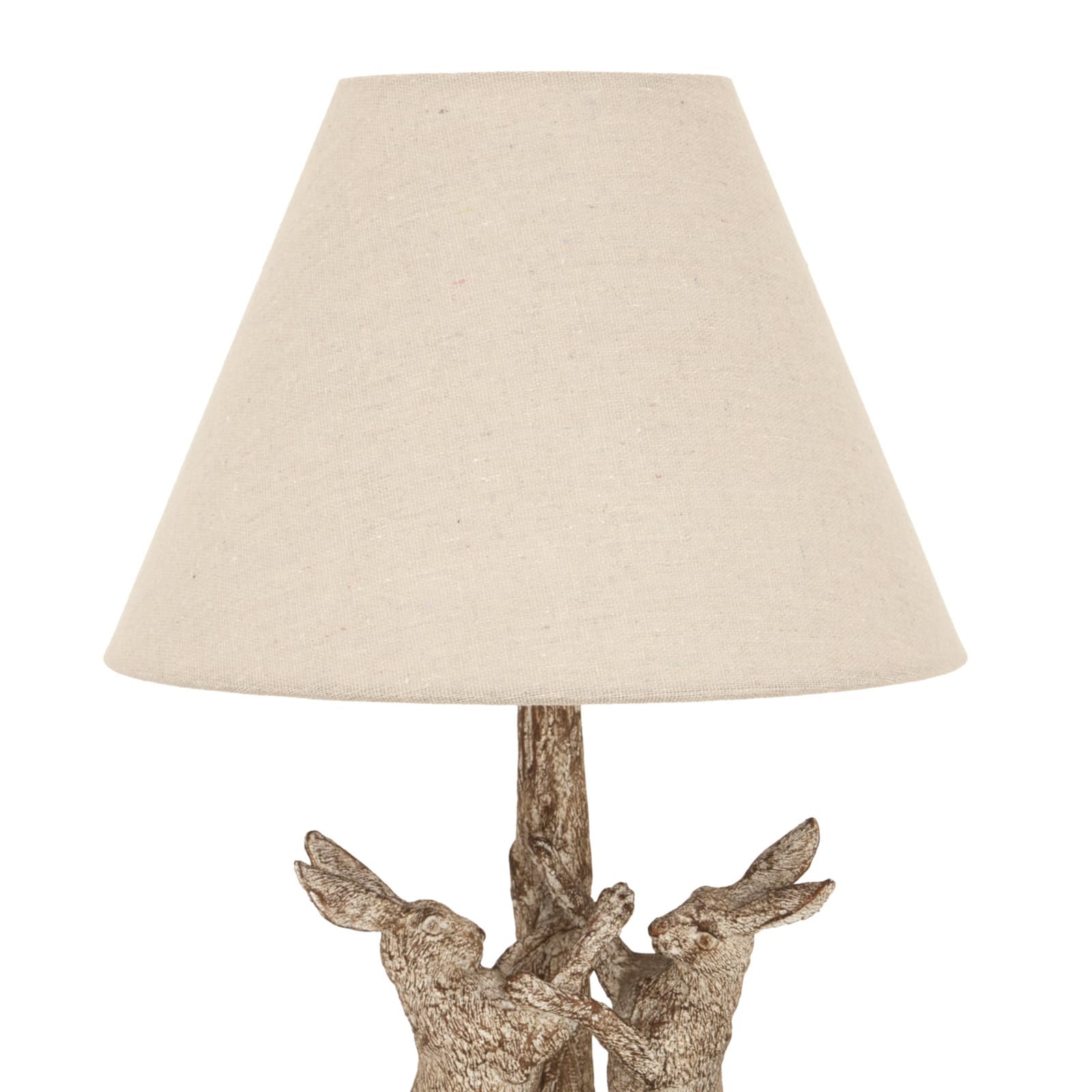 Stonewashed Marching Hares Lamp With Linen Shade – Material: Resin