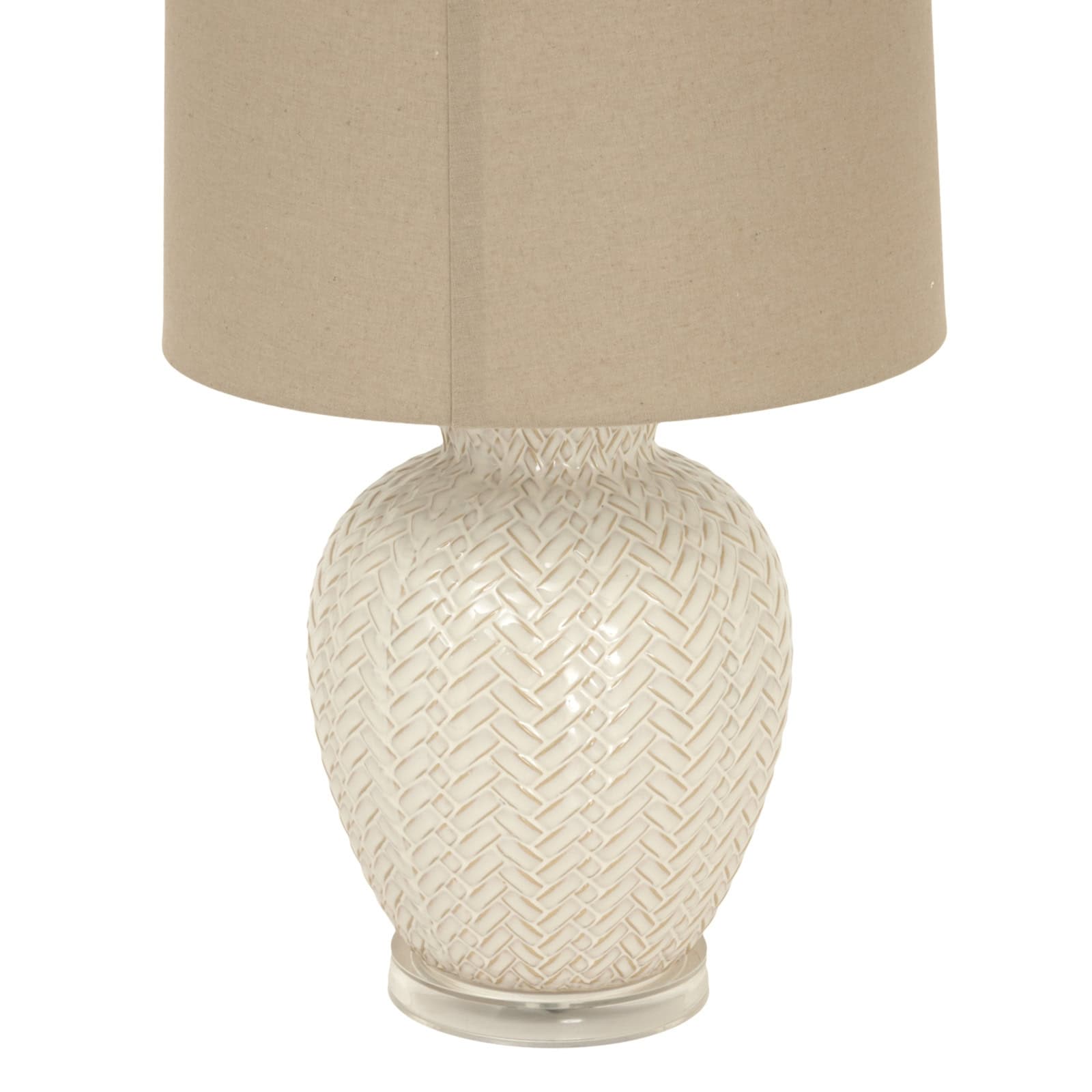 Twill Weave Ceramic Table Lamp With Linen Shade – Bedroom