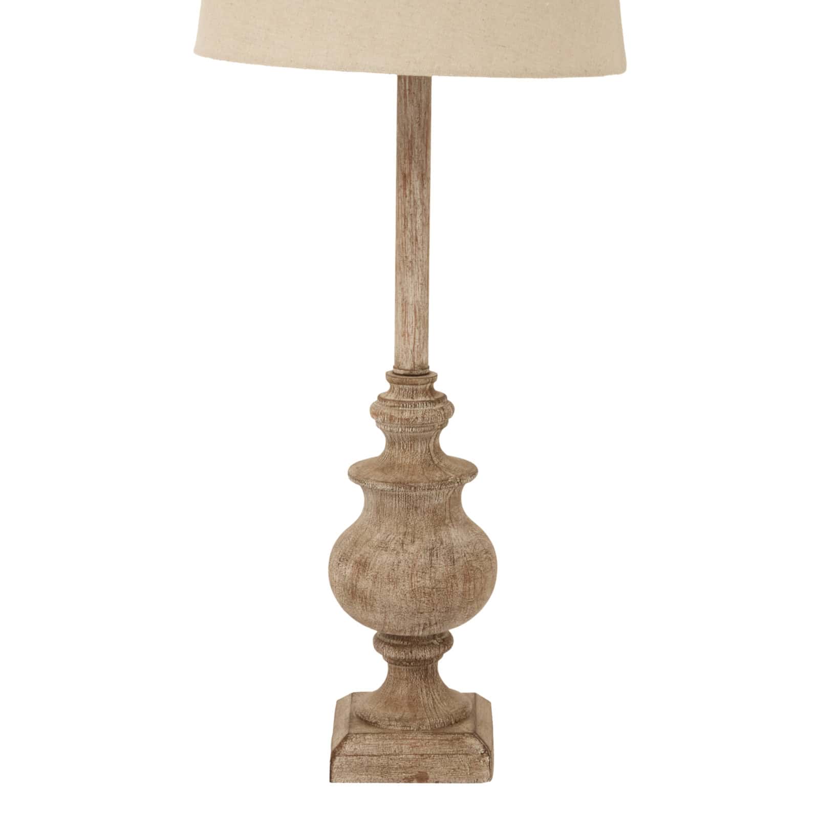 Chiaro Candlestick Table Lamp With Linen Shade – Colour: Brown