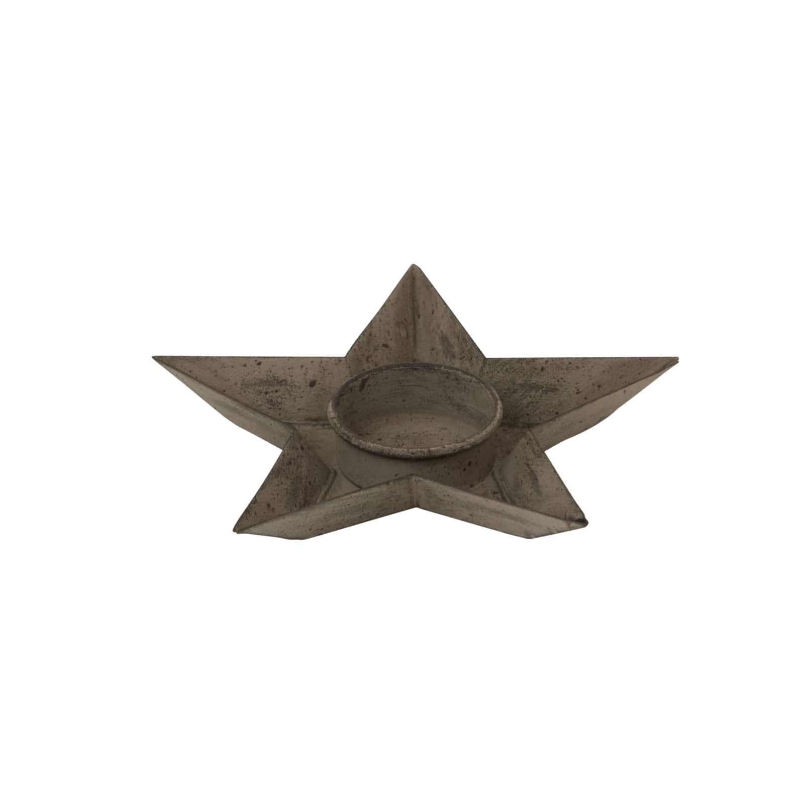Rustic Metal Star Tealight Holder – Colour: Brown