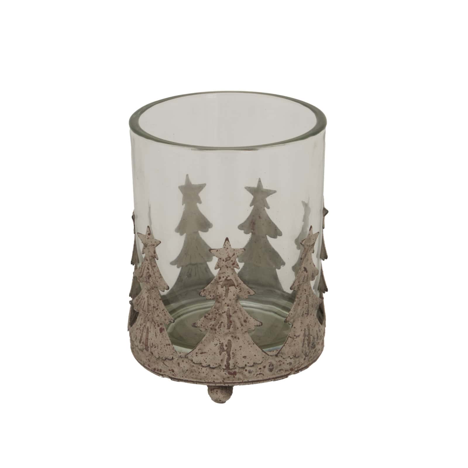 Large Rustic Glass Candle Holder – Colour: Brown