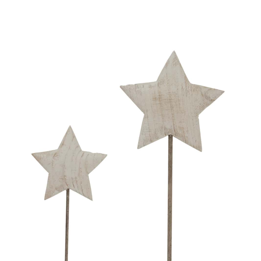 Large Whitewashed Rustic Star On Stand – Christmas Decorations