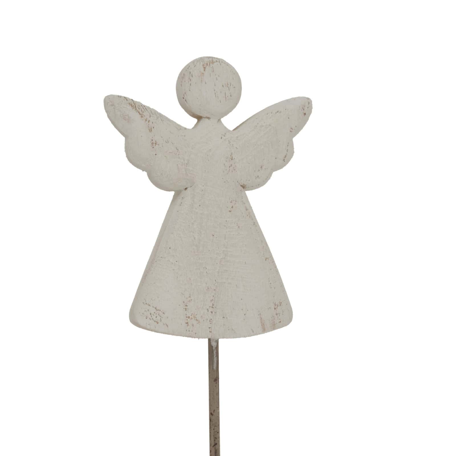 Whitewashed Rustic Angel On Stand – Colour: White