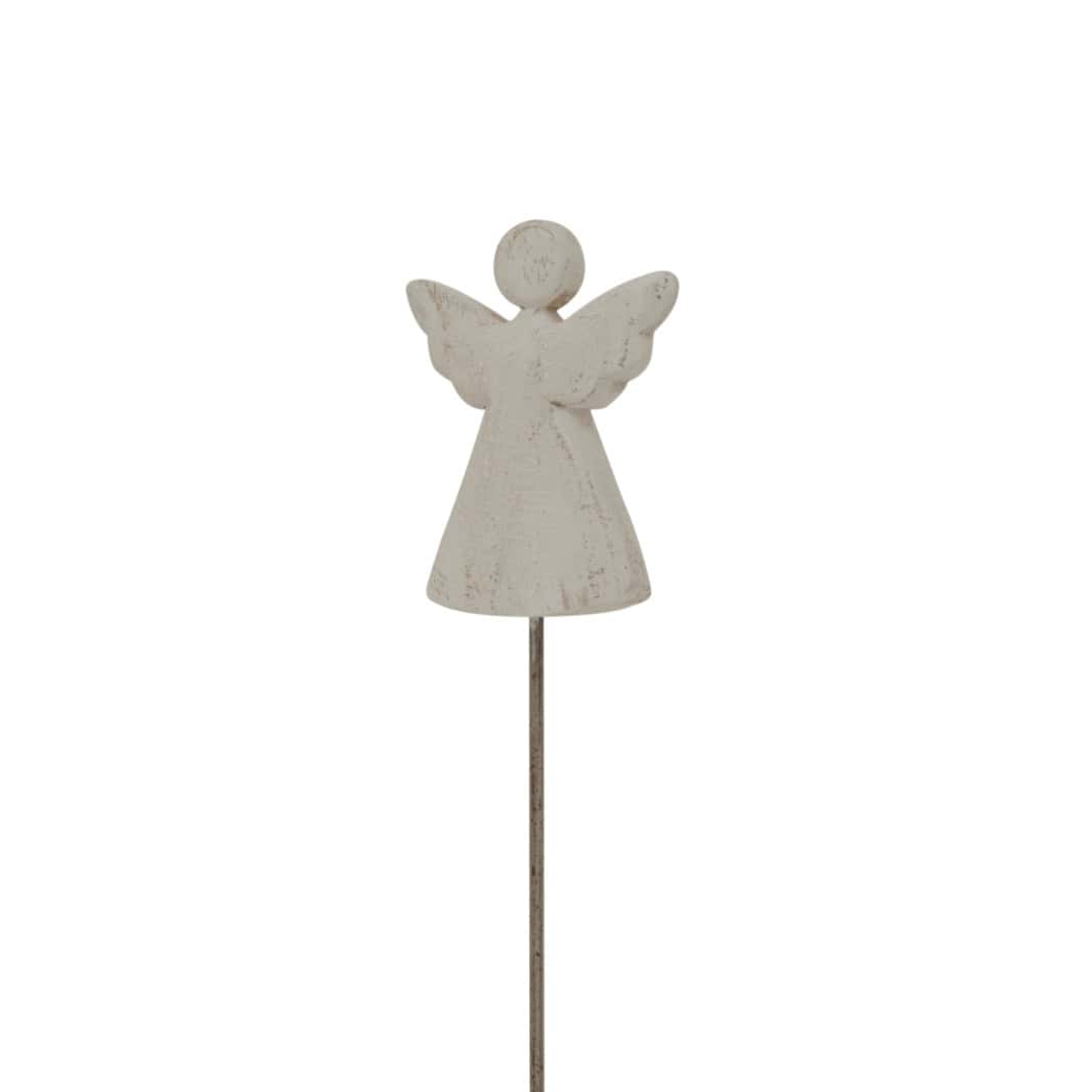 Whitewashed Rustic Angel On Stand – Material: Metal