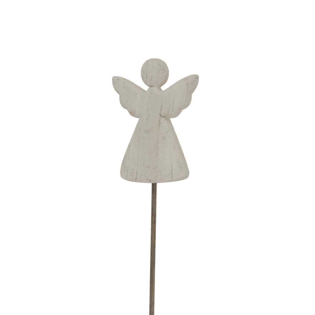 Large Whitewashed Rustic Angel On Stand – Colour: White
