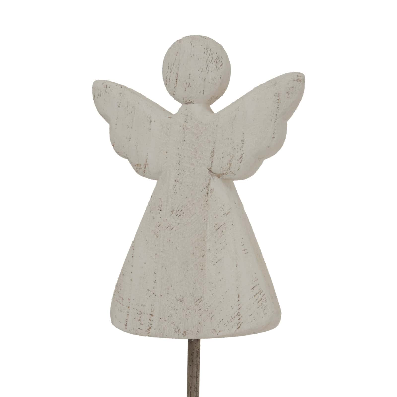 Large Whitewashed Rustic Angel On Stand – Material: Metal