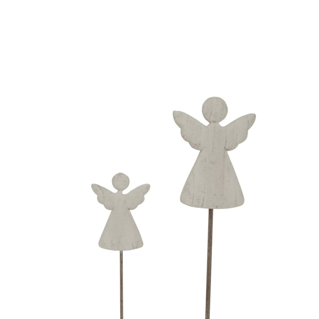 Large Whitewashed Rustic Angel On Stand – Additional view