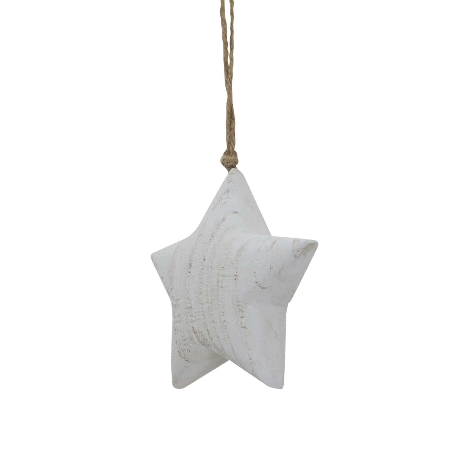 Whitewashed Rustic Hanging Star – Colour: White