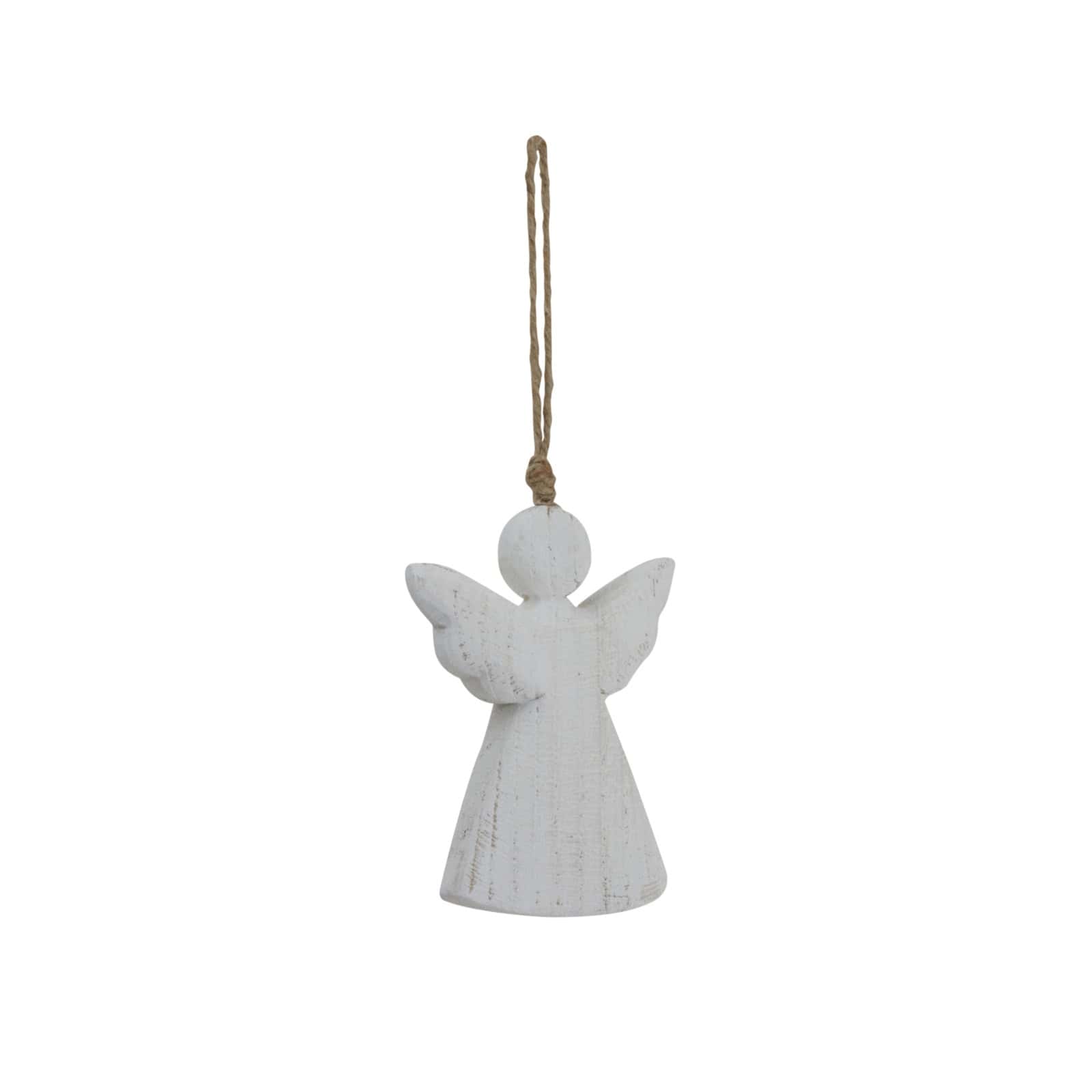 Whitewashed Rustic Hanging Angel – Colour: White
