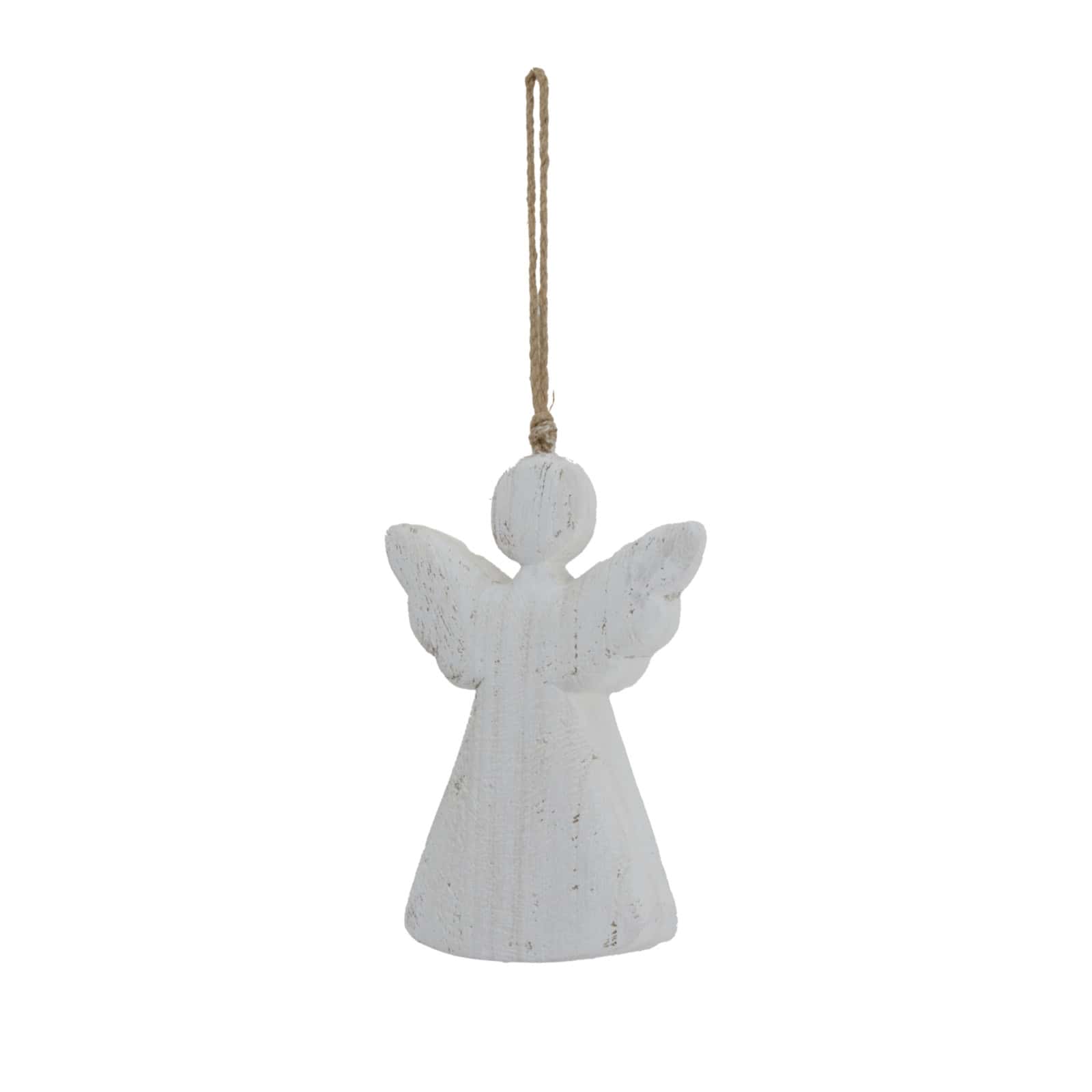 Large Whitewashed Rustic Hanging Angel – Colour: White