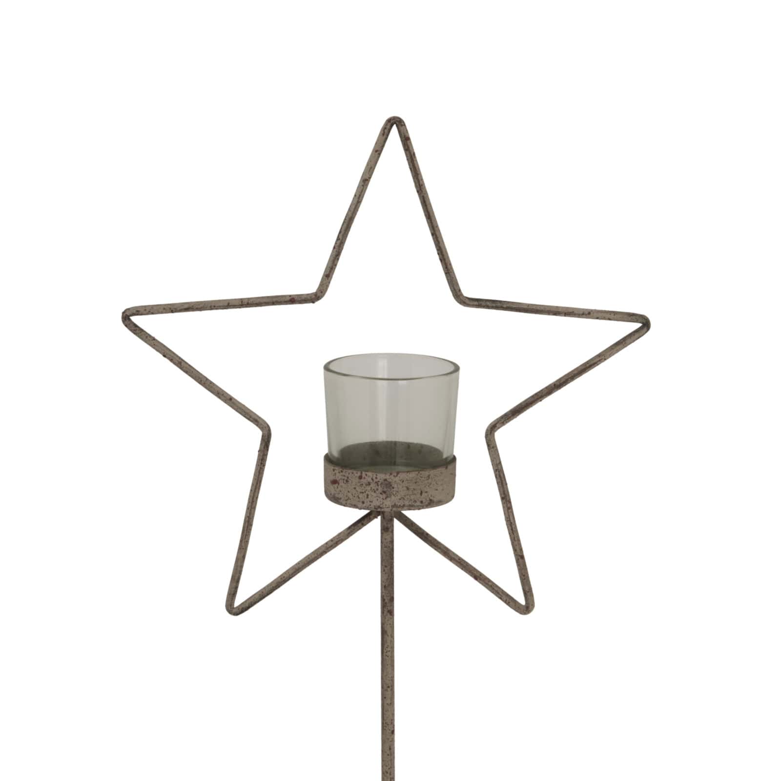 Natural Rustic Star On Wood Stand With Glass Votive – Bedroom