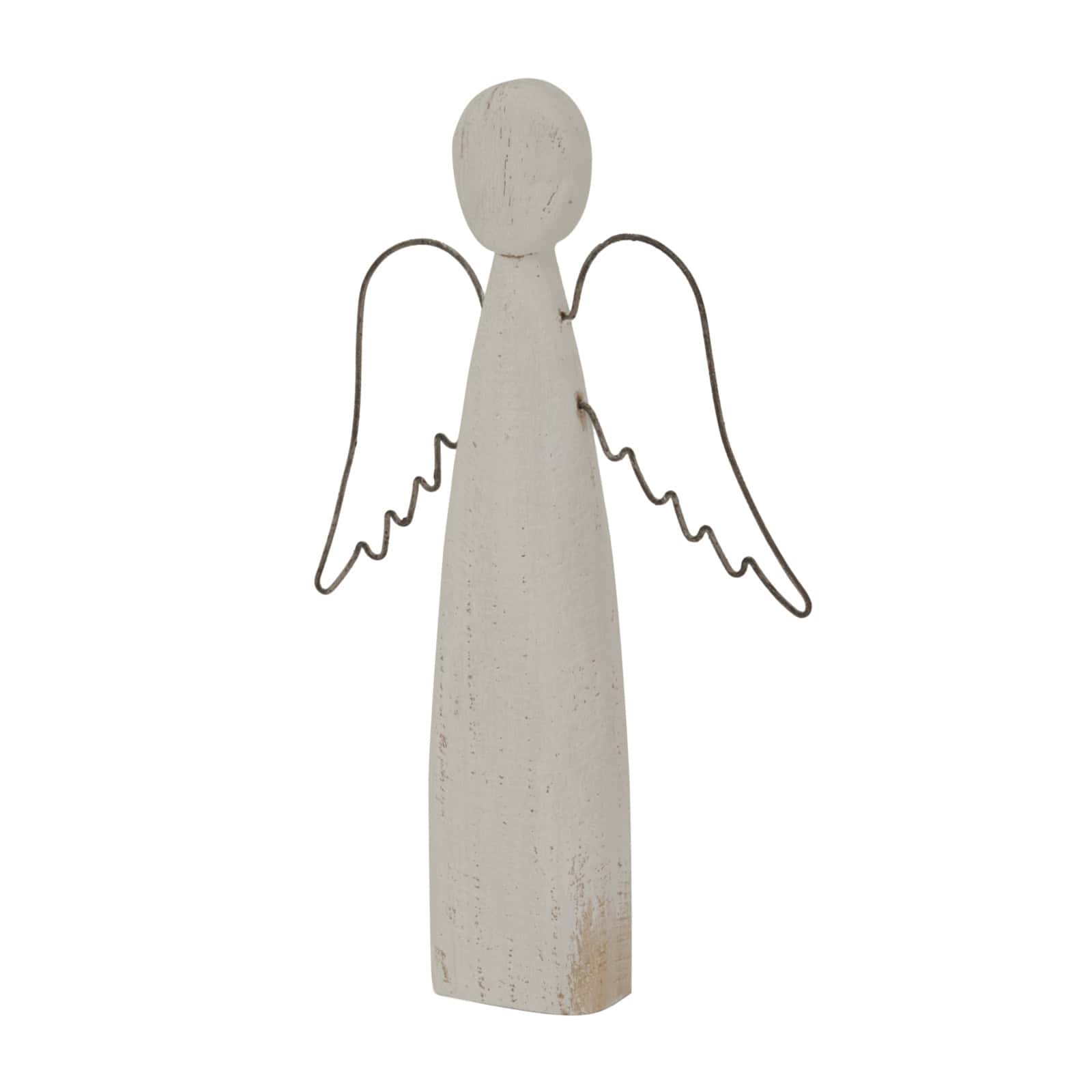 Whitewashed Rustic Standing Angel – Colour: White