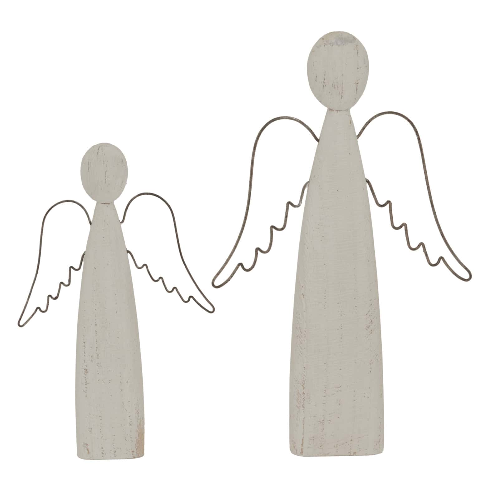 Whitewashed Rustic Standing Angel – Material: Metal